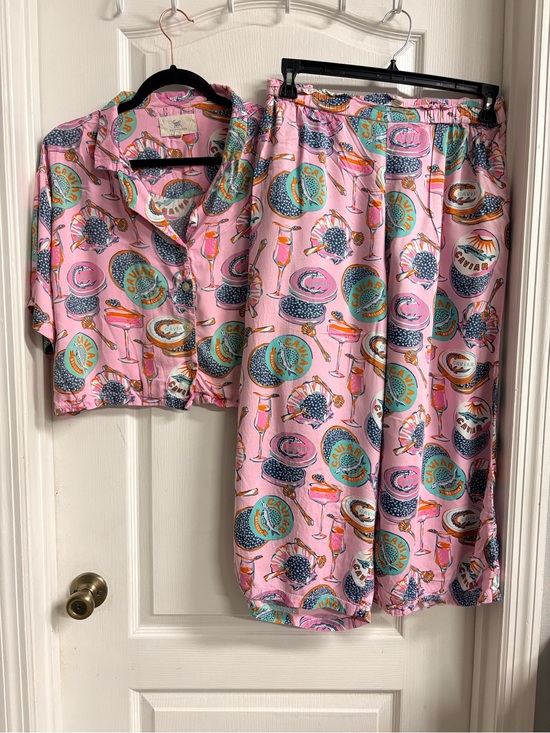 Printfresh Other - Printfresh Pink Pajama Set with Drink & Dessert Motif